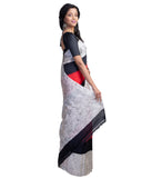 Red Batik Block Printed Pure Silk Mark Certified Bishnupuri Silk Sarees