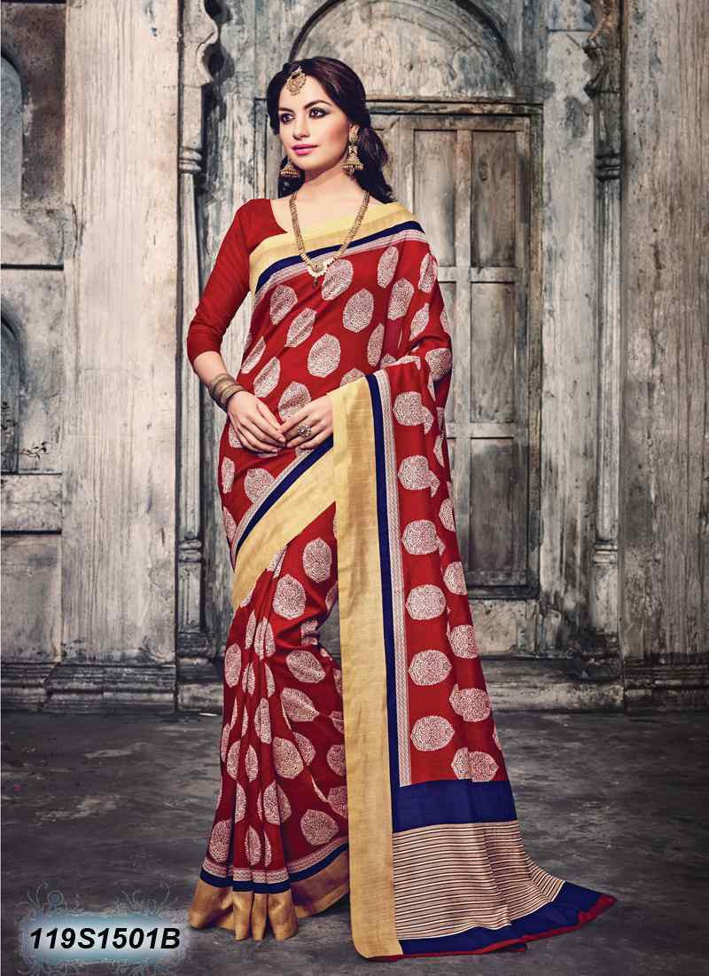 Red Bhagalpuri Sarees