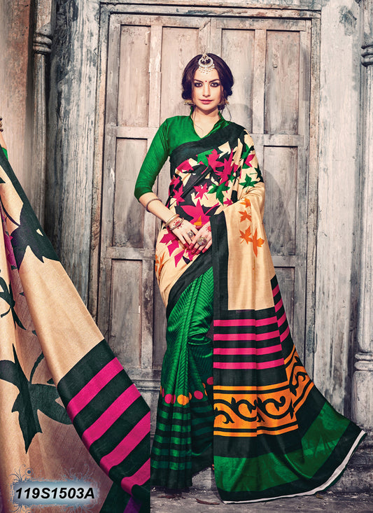 Green Bhagalpuri Silk Sarees