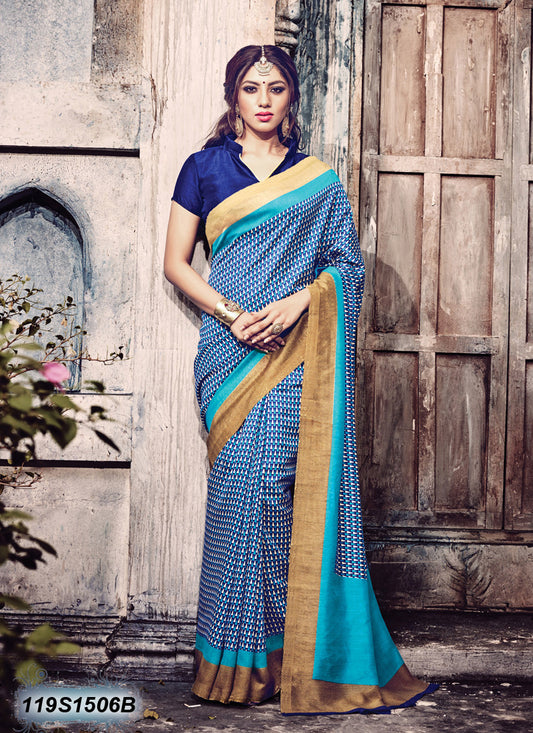 Blue Bhagalpuri Silk Sarees