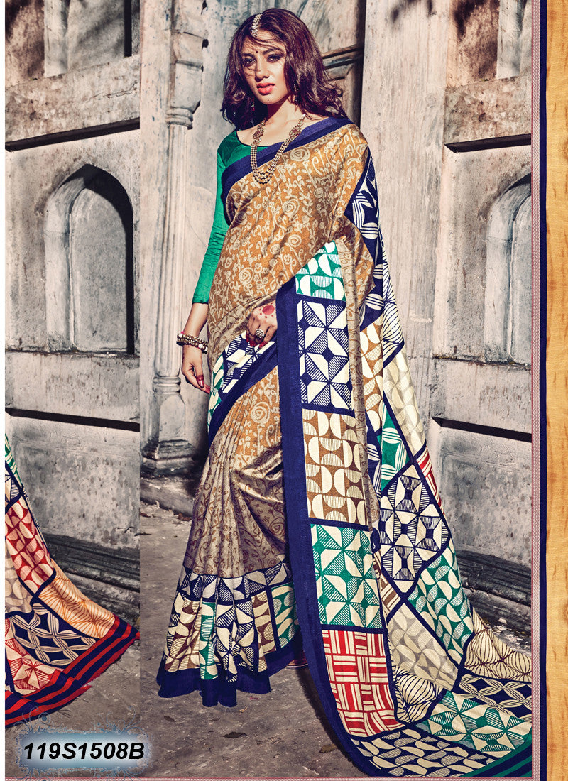 Green Red Bhagalpuri Silk Sarees