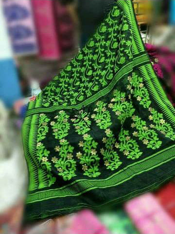 Green Black Dhakai Jamdani Sarees