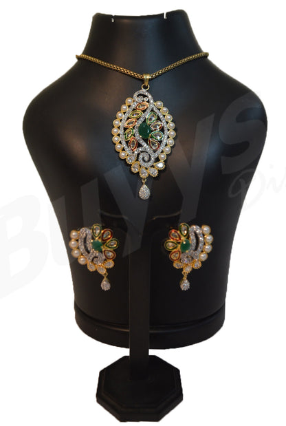 Green stone white Jewellery Sets