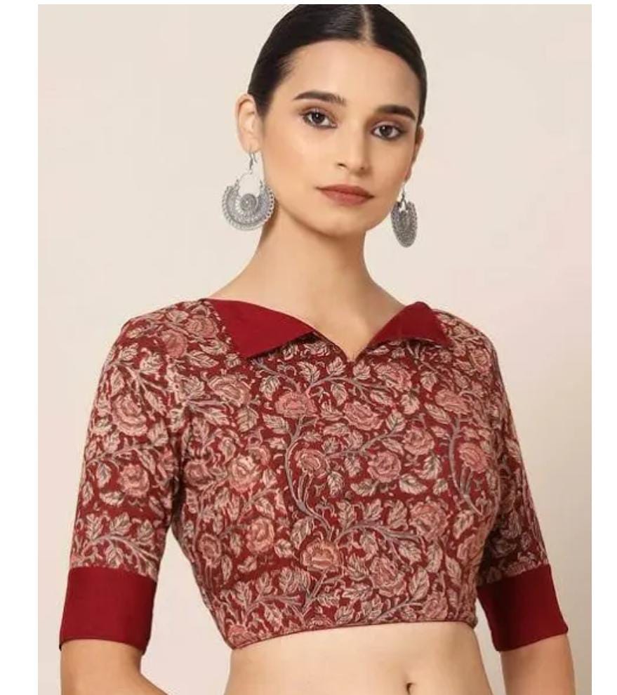 Maroon Boat Neck Collared Blouses(Add to Cart 15% Off) Get Extra 10% Discount on All Prepaid Transaction