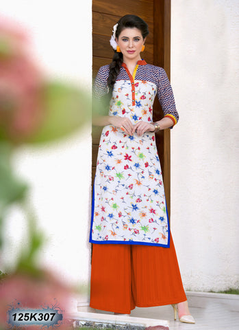 White Stitched New Design Pure Cotton Kurtis