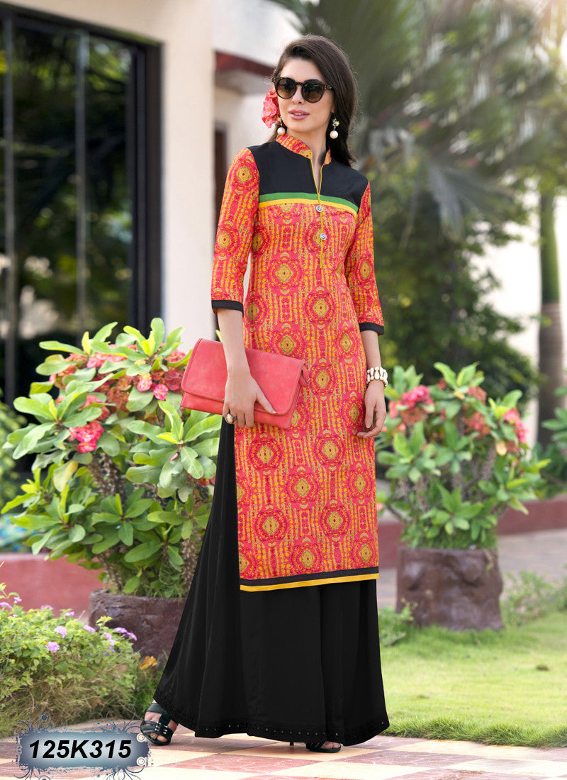 Orange Stitched New Design Pure Cotton Kurtis