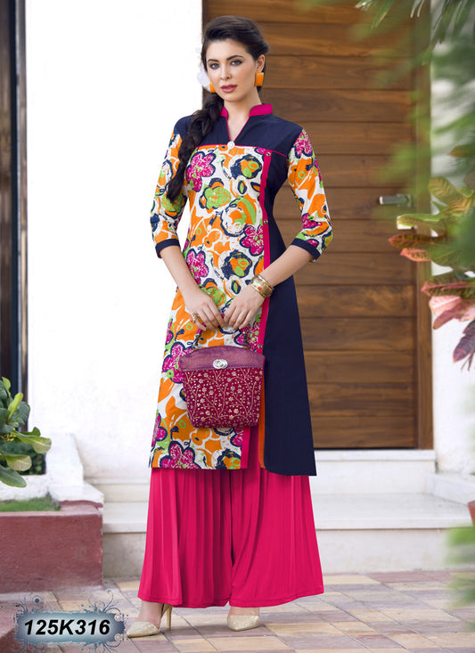 Multi Coloured Stitched New Design Pure Cotton Kurtis - Dailybuyys