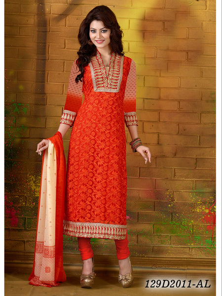 Orange Cream UnStitched Georgette Santoon Chiffon Santoon Salwar