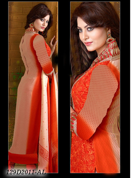 Orange Cream UnStitched Georgette Santoon Chiffon Santoon Salwar