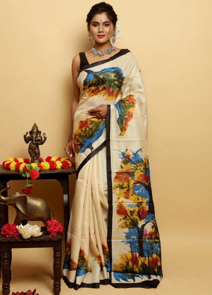 White Silk Mark Certified Bishnupuri Silk Sarees