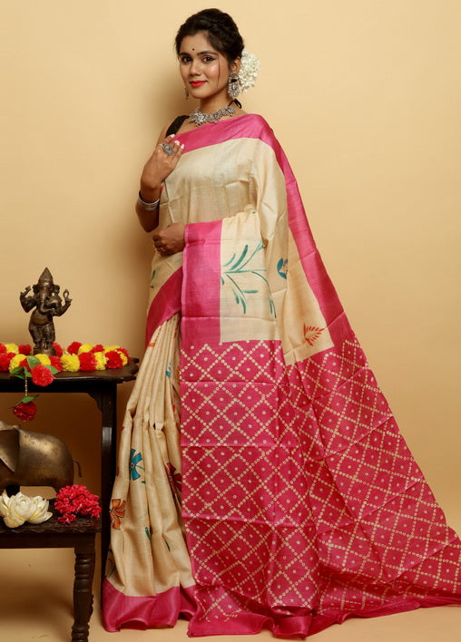 Pink Silk Mark Certified Bishnupuri Silk Sarees