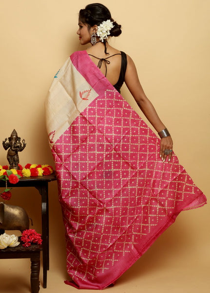 Pink Silk Mark Certified Bishnupuri Silk Sarees