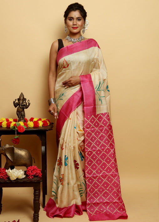 Pink Silk Mark Certified Bishnupuri Silk Sarees