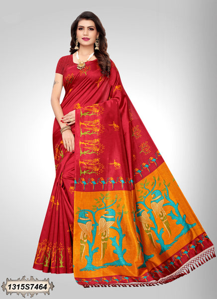 Red Poly Silk Sarees