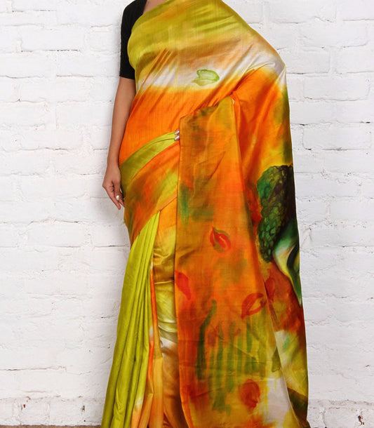 Orange Pure Silk Mark Certified Murshidabad Silk Sarees