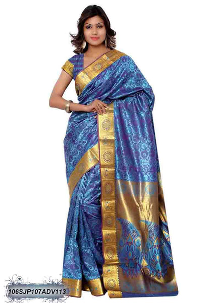 Golden & Blue Kanjivaram Silk Sarees