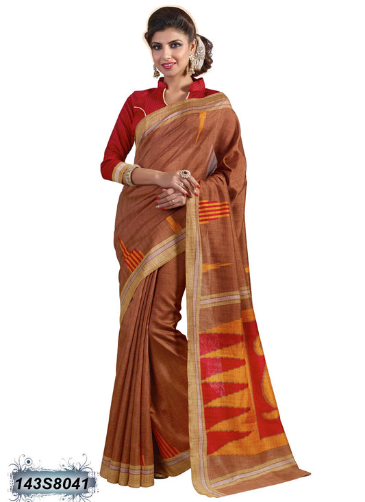 Brown Maroon Bhagalpuri Silk Sarees