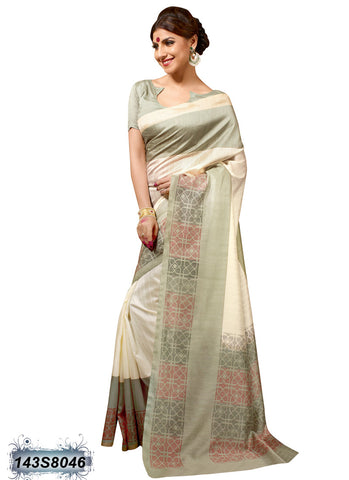 Beige Grey Bhagalpuri Silk Sarees