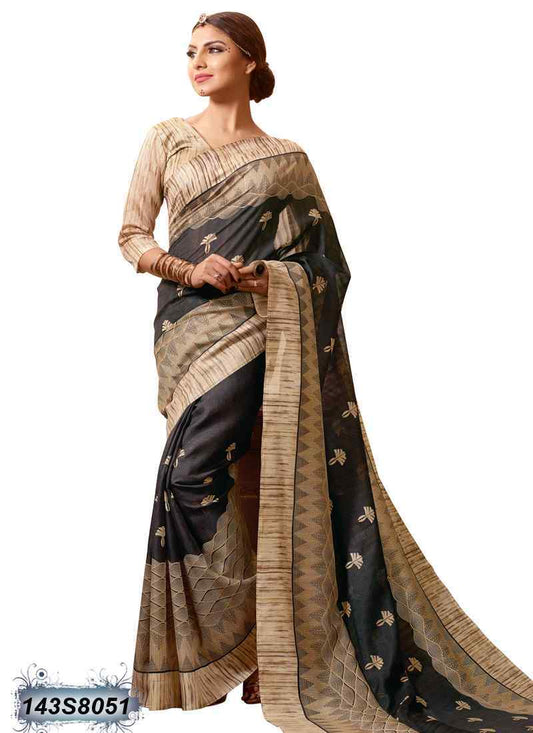 Black, Grey Bhagalpuri Silk Sarees