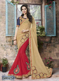 Beige, Red Georgette Sarees