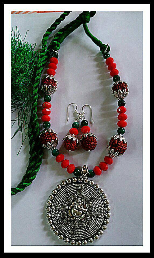 Green & Red Oxidise Silver Jewellery - Dailybuyys