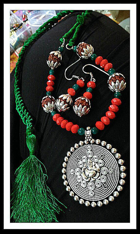 Green & Red 1 Oxidise Silver Jewellery - Dailybuyys