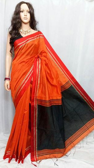 Orange Pure Cotton Silk Sarees - Dailybuyys