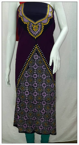 Handpicked Violet Batik kantha Stitch Kurtis