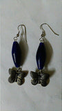 Blue 1 Acrylic Bead & German Silver Combo Earrings