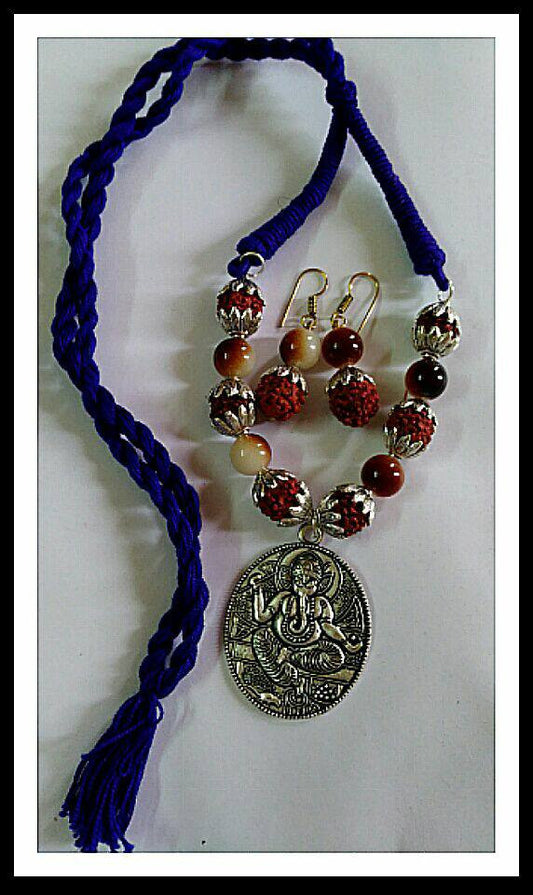 Navy Blue & Oxidise Silver Jewellery - Dailybuyys