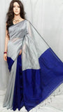 Gray & Blue Pure Cotton Silk Sarees