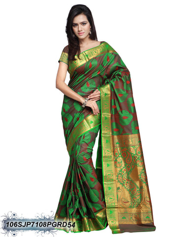 Brown & Golden Kanjivaram Silk Sarees