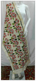 Handpicked Off White & Red 1 Pure Silk Mark Certified Tussar Kantha Stitch Stoles
