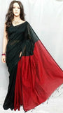 Black & Red Bengal Handloom Silk Sarees