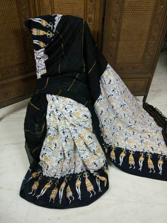 Black & White Khesh Sarees - Dailybuyys
