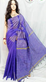 Purple Handloom Pure Cotton Silk Sarees