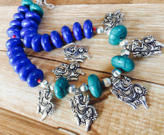 Blue & Sea Blue 1 German Silver Jewellery - Dailybuyys