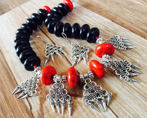 Red & Black German Silver Jewellery