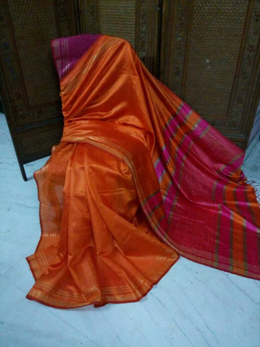Orange & Magenta Khesh Sarees - Dailybuyys