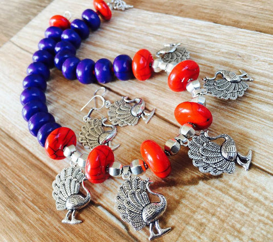Blue & Red German Silver Jewellery - Dailybuyys