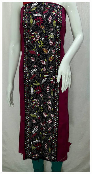 Handpicked Maroon & Black Batik kantha Stitch Kurtis