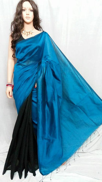 Black & Blue Bengal Handloom Silk Sarees