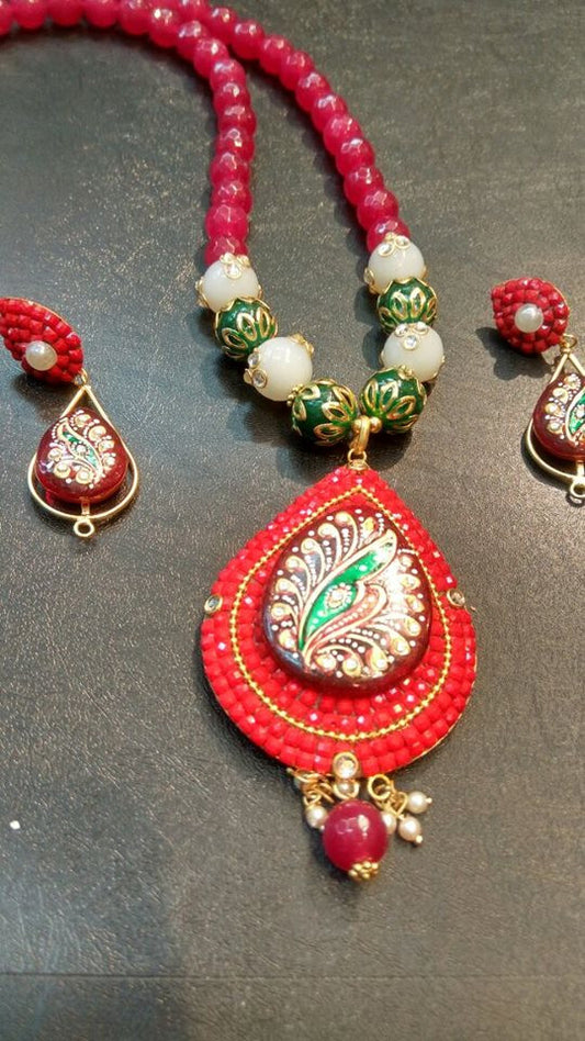 Pink  Oxidise Silver Jewellery - Dailybuyys