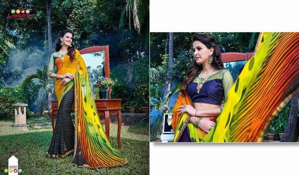 Yellow & Multi Fancy Georgette Sarees