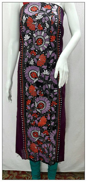 Handpicked Violet & Multi 1 Batik kantha Stitch Kurtis