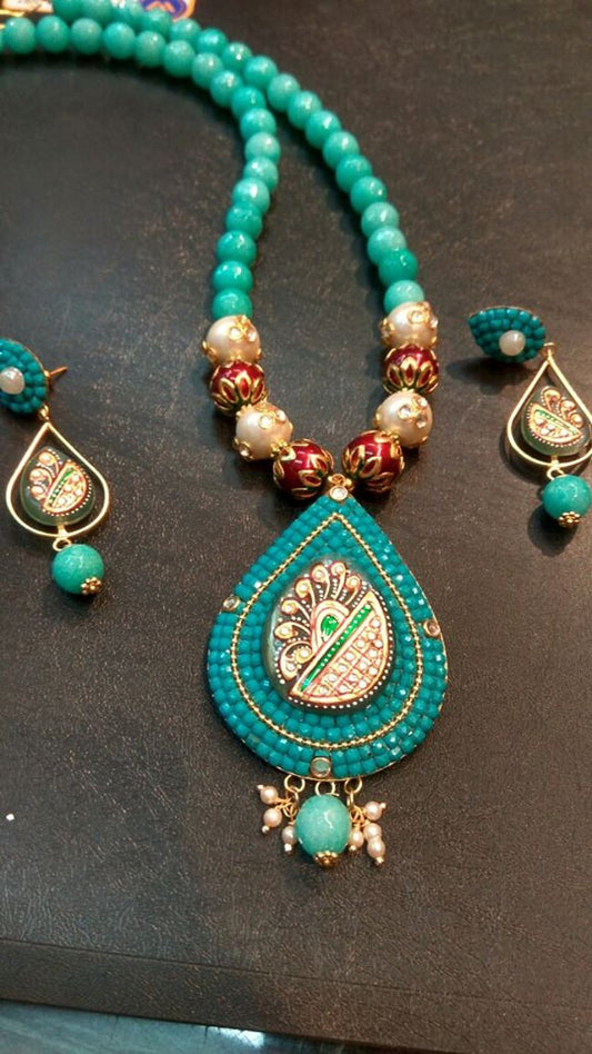 Sea Green Oxidise Silver Jewellery - Dailybuyys