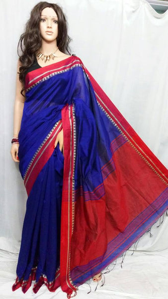 Blue & Red Bengal Handloom Silk Sarees