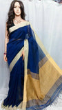 Blue & Beige Bengal Handloom Silk Sarees