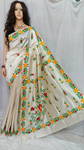 Beige & Yellow, Green Malaika Silk Sarees