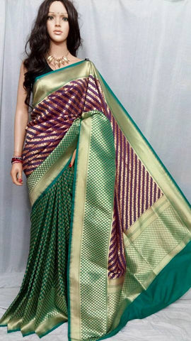 Green & Violet Banarasi Silk Sarees